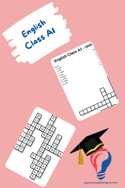 English Class A1 – Unit 2 – krzyżówki – Ubrania/Moje rzeczy/Przymiotniki_Out of class
