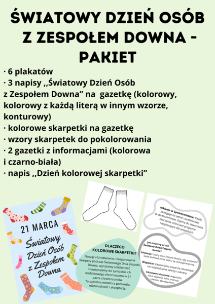 Światowy Dzień Osób z Zespołem Downa; Dzień kolorowej Skarpetki - gazetka