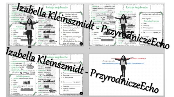 Minizestaw na temat „Rodzaje krajobrazów” – sketchnotka + karta pracy w power point + gratisowy link do prezentacji multimedialnej niekomercyjnej wykonanej w genial.ly do indywidualnego pobrania i użycia do celów niekomercyjnych. Przyroda 4, „Poznajemy k