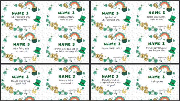 St. Patrick's Day (Dzień św. Patryka) gra Name 3 /40 kart