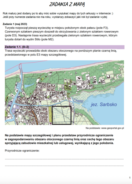 Zadania maturalne z geografii – Mapa