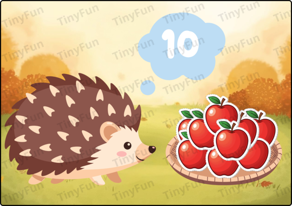 O czym myśli jeżyk? – liczenie jabłek | gra matematyczna dla dzieci