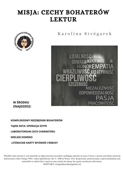 MISJA: CECHY BOHATERÓW LEKTUR