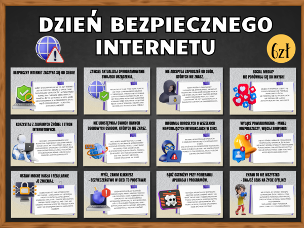 DZIEŃ BEZPIECZNEGO INTERNETU - zestaw 25 plansz edukacyjnych