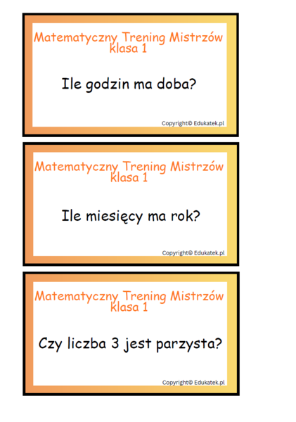 Matematyczny trening mistrzów - klasa 1