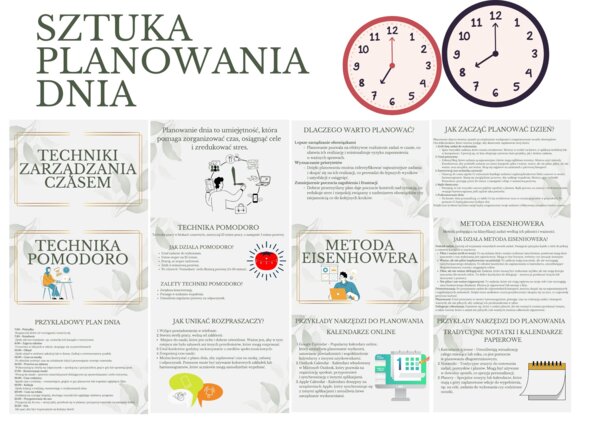 "Sztuka planowania dnia - techniki zarządzania czasem" - gazetka informacyjna