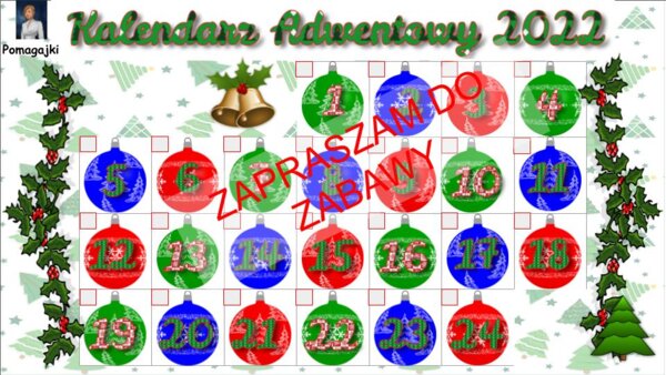 ❄Grudniowy kalendarz adwentowy z zadaniami