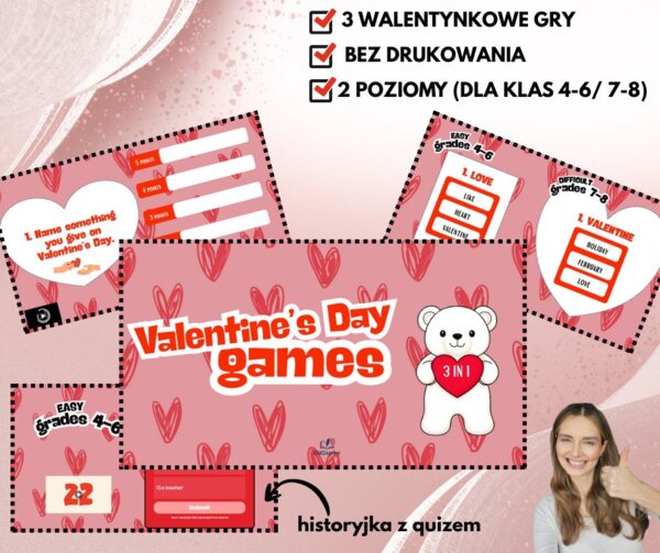 Valentine’s Day Games – gotowa lekcja pełna gier (A1–A2)
