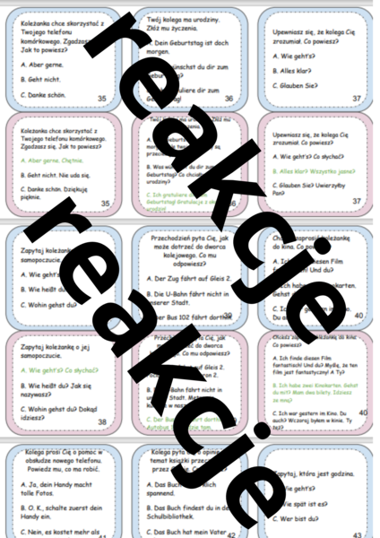 Reakcje językowe - egzamin ósmoklasisty - język niemiecki