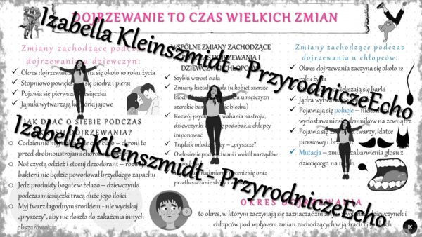 Sketchnotka „Dojrzewanie to czas wielkich zmian” w power point do edycji, PRZYRODA do klasy 4 – dział IV „Odkrywamy tajemnice ciała człowieka”
