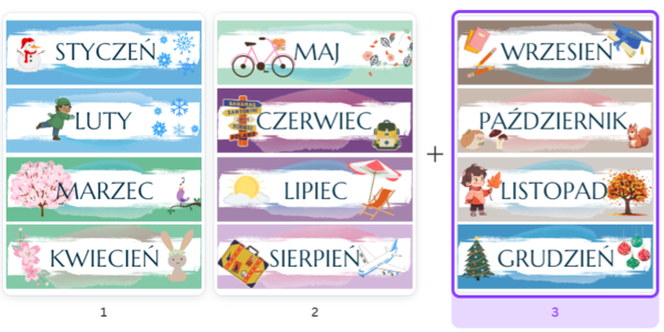Miesiące - nauka miesięcy, dekoracja na gazetkę dla przedszkoli i klas 1-3