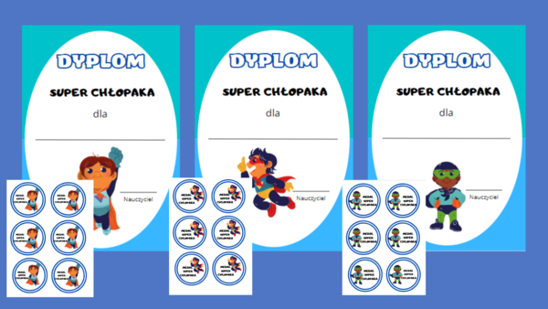 Dyplom Super Chłopaka + medale