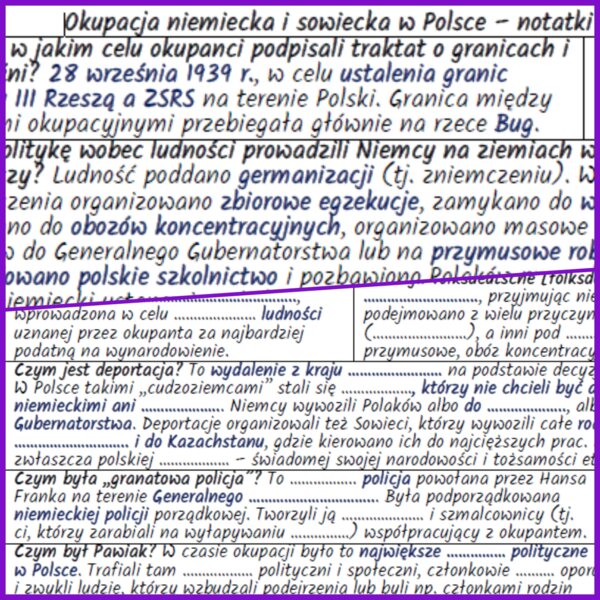 Okupacja niemiecka i sowiecka w Polsce – notatki i karta pracy