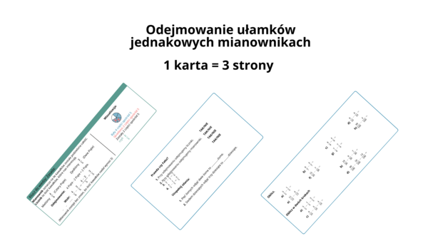 Mistrzowie Odejmowania: 4-stronicowa karta pracy w modelu singapurskim (Ułamki o tych samych mianownikach)