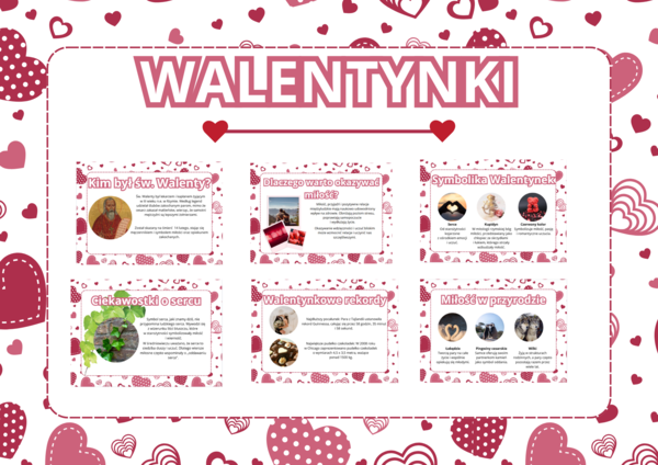 Gazetka szkolna- WALENTYNKI- 10 kolorowych kart A4- PDF