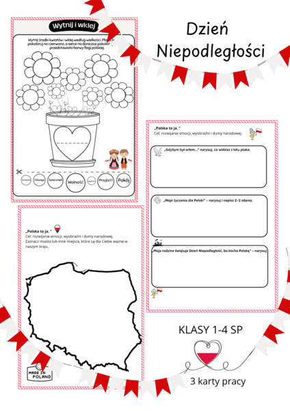 Dzień Niepodległości - 3 karty pracy - klasy 1-4