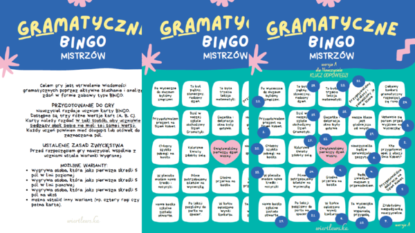 GRAmatyczne BINGO Mistrzów dla uczniów klas 4-8