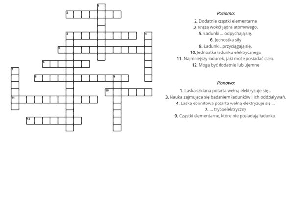 Elektrostatyka-krzyżówka