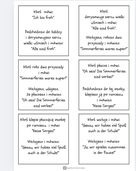 Gra Bewegungsspiel / Achtsamkeitübung język niemiecki