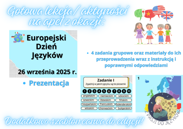Europejski Dzień Języków – gotowa lekcja, apel do przeprowadzenia, szablon canva!