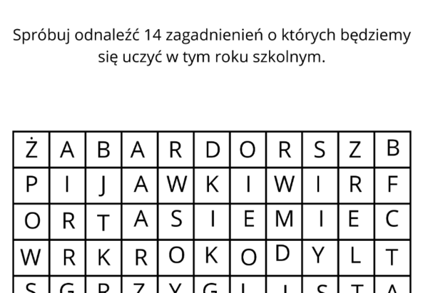Wykreślanka - o czym będziemy uczyć się klasie 6 - BIOLOGIA