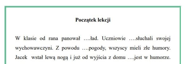 Dyktando dla kl. 4 (,,nie" z rzeczownikami i czasownikami)