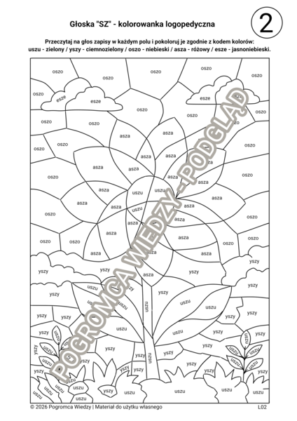 Głoska "SZ" kolorowanka logopedyczna (2)