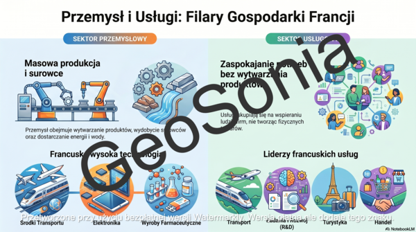 Przemysł i usługi we Francji geografia klasa 6 sketchnotka