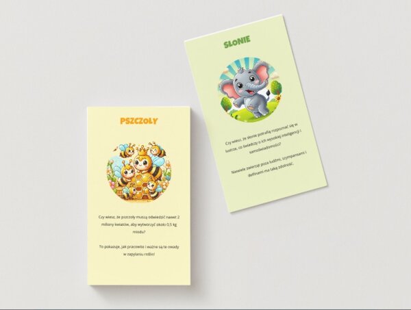 Karty z ciekawostkami o zwierzętach i roślinach