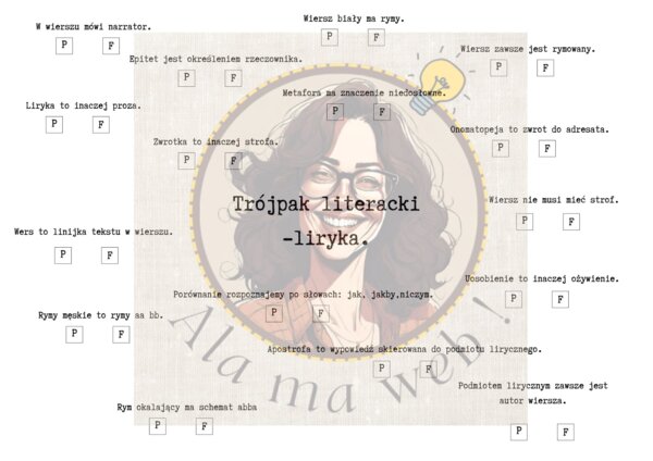 "Trójpak literacki"- epika, liryka, dramat.