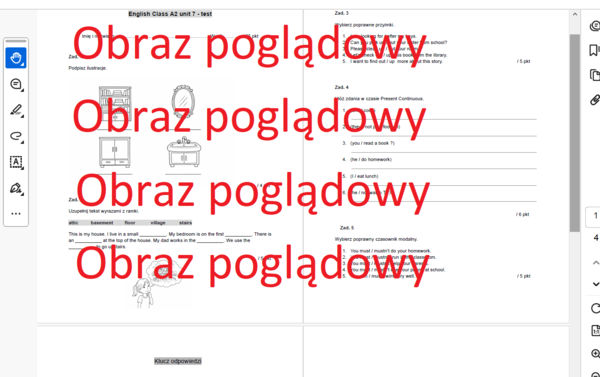 English Class A2 unit 7 test (sprawdzian / praca klasowa)
