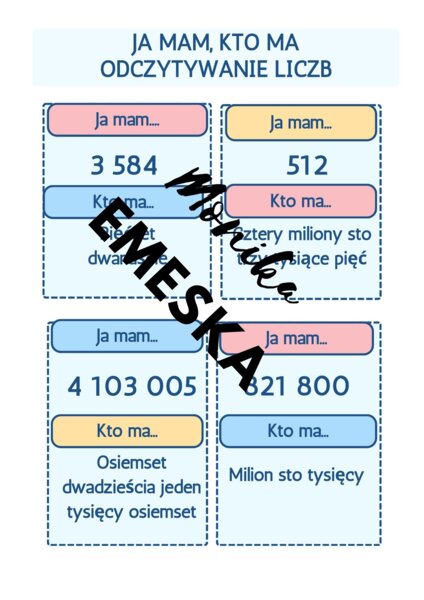 JA MA, KTO MA.. ODCZYTYWANIE LICZB