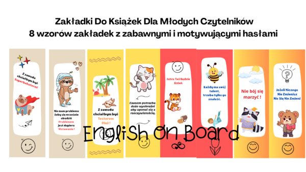 Zakładki do książek dla dzieci. 8 wzorów. Plik Png