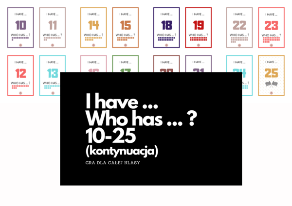 I have ... Who has ... ? #2 NUMBERS 10-25 KONTYNUACJA