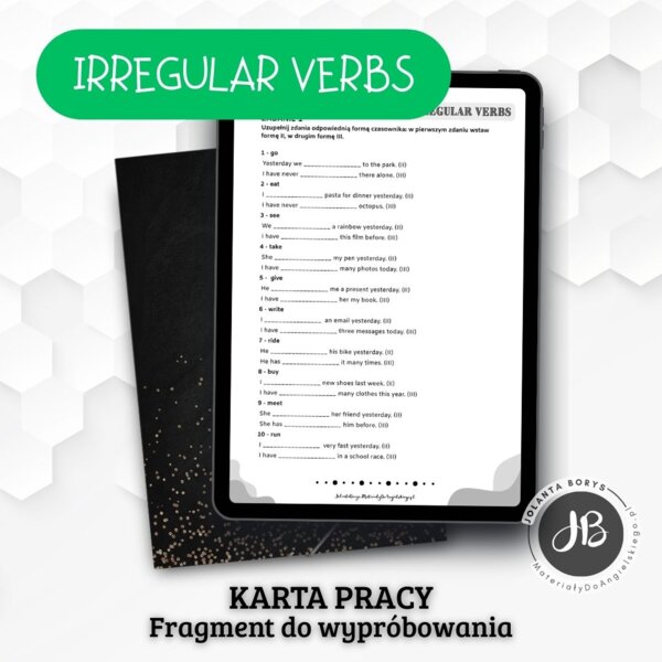 Karta pracy do utrwalenia czasowników nieregularnych - klasa 6.