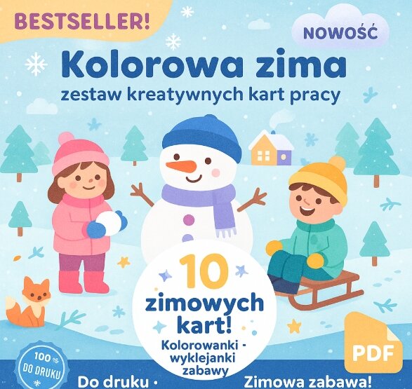 Kolorowa zima – zestaw kart pracy