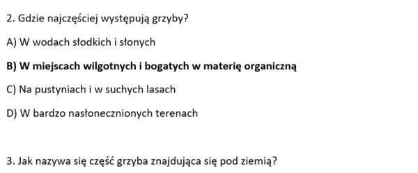 Test 1- Grzyby- organizmy cudzożywne