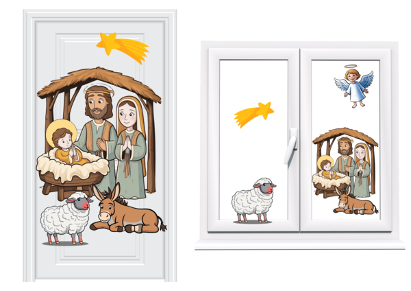 Ozdoba bożonarodzeniowa, stajenka na drzwi/okno/gazetka szkolna