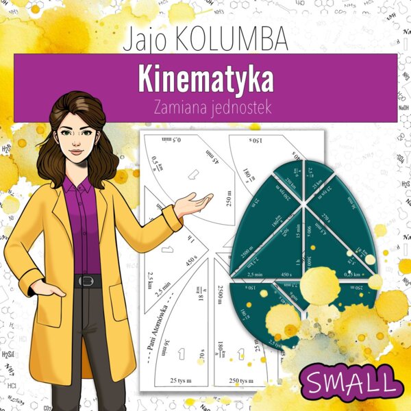 Fizyka. Klasa 7. Kinematyka. Zamiana jednostek. Jajo Kolumba. Układanka. Tangram. Puzzle. ZESTAW. Karta pracy. Zadanie. Zagadka. Wielkanocna/wiosenna karta pracy.