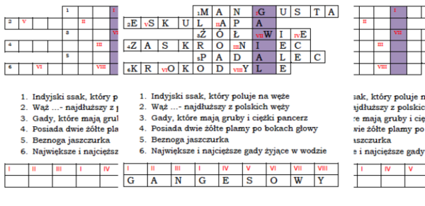 Przegląd i znaczenie gadów- logogryf