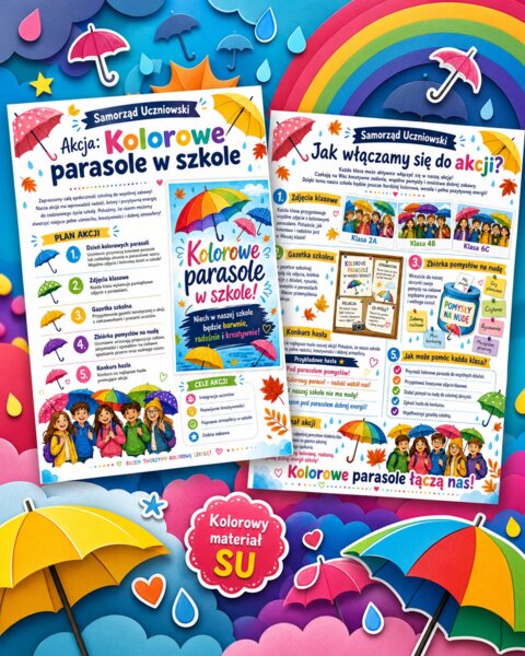 Samorząd Uczniowski. Akcja. Kolorowe parasole w szkole