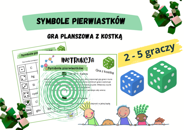Symbole pierwastków - gra planszowa z kostką