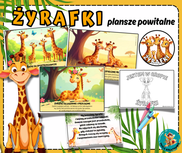 ŻYRAFKI - plansze na powitanie