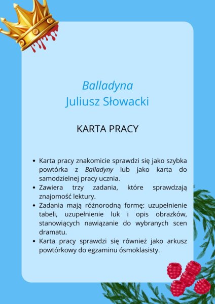 Balladyna - karta pracy