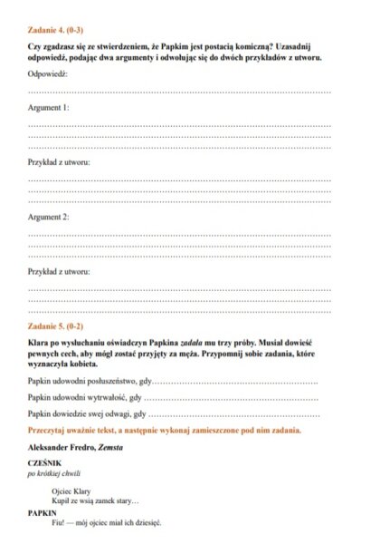 Karta pracy "Zemsta"