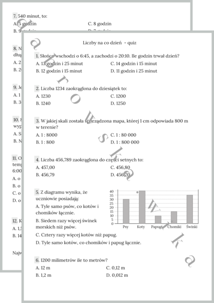 Liczby na co dzień - quiz