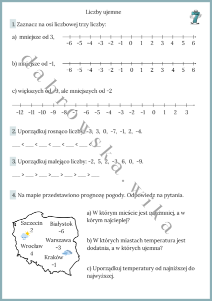 Liczby ujemne - wprowadzenie do tematu