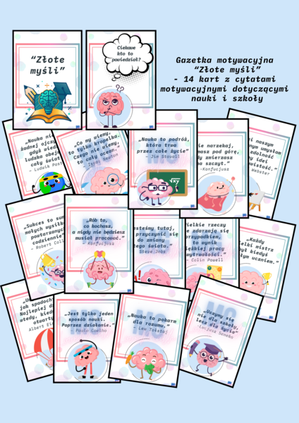 "Złote myśli - cytaty motywacyjne o nauce i szkole" - gazetka motywacyjna