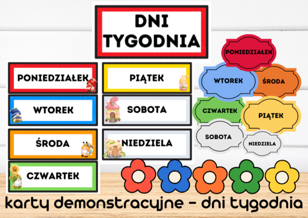 Karty demonstracyjne / pokazowe - dni tygodnia