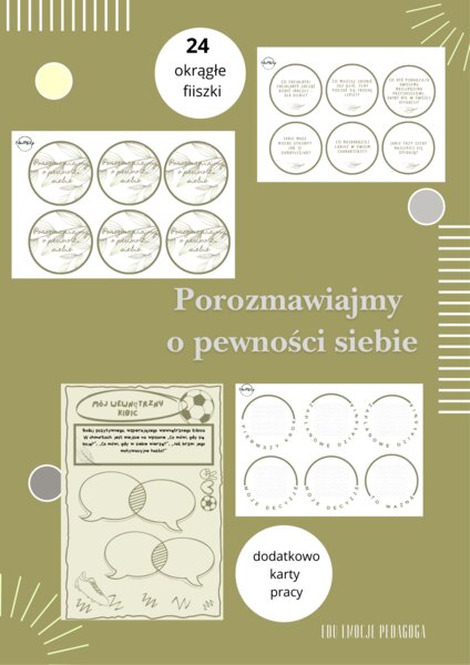 Porozmawiajmy o pewności siebie - materiały do rozmowy w postaci okrągłych fiszek